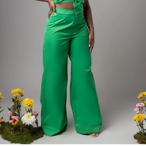 NEW Green Wide Leg Pant Sz L